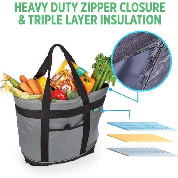 Jumbo Insulated Cooler Bag (Gray) with HD Thermal Insulation-Premium,Collapsible - Picture 5 of 6